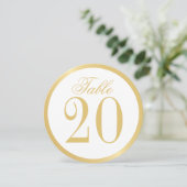White and Gold Wedcle Tischnummer Card (Stehend Vorderseite)