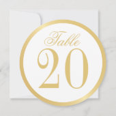 White and Gold Wedcle Tischnummer Card (Rückseite)