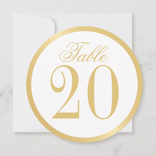 White and Gold Wedcle Tischnummer Card (Rückseite)