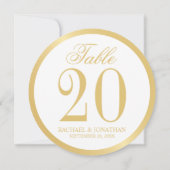 White and Gold Wedcle Tischnummer Card (Rückseite)