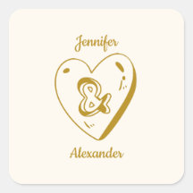 White and Gold Wedding Sticker