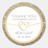 White and Gold Wedding Vielen Dank Runder Aufkleber (Vorderseite)