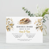 White and Gold Wedings Rings Probe Dinner Einladung (Stehend Vorderseite)