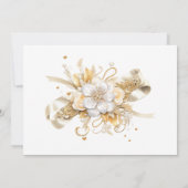 White and Gold Wedings Rings Probe Dinner Einladung (Rückseite)