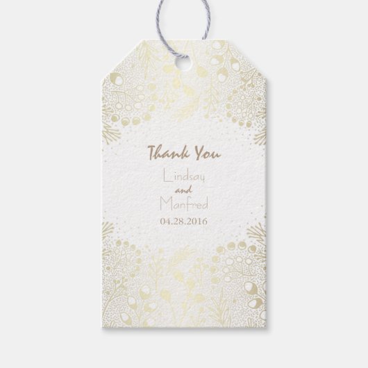 White and Gold Wonderland Garden Wedding Geschenkanhänger (Vorderseite)