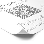 White and Gray Niedlich Elegant QR Code Honeymoon Poster (Ecke)