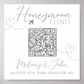 White and Gray Niedlich Elegant QR Code Honeymoon Poster (Vorne)