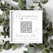 White and Gray Niedlich Elegant QR Code Honeymoon Poster