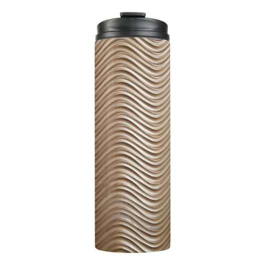 White and gray striped textile thermosbecher (Vorderseite)