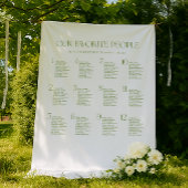 White and Green Fabric Wedding Seating Chart  Wandteppich