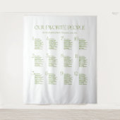 White and Green Fabric Wedding Seating Chart Wandteppich (Vorderseite)