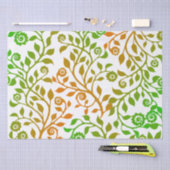 White and Green Swirly Floral Pattern Elegant Fall Seidenpapier (Handwerk)
