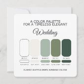 White and Green Wedding Color Palette Card Einladung (Vorderseite)