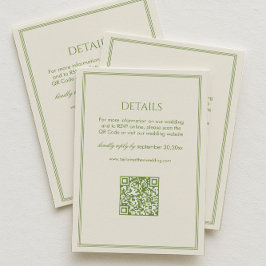 White and Green Wedding Details Qr Code Begleitkarte