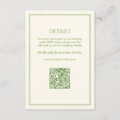 White and Green Wedding Details Qr Code Begleitkarte (Vorderseite)