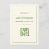 White and Green Wedding Details Qr Code Begleitkarte (Vorderseite)