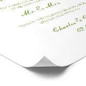 White and Green Wedding Photo Guest Book Poster (Ecke)