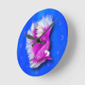 White and Hot Pink Siamese Fighting Fish Runde Wanduhr (Winkel)