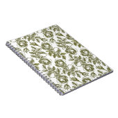 White and Imitate Gold Rose Muster Notebook Notizblock (Rechte Seite)