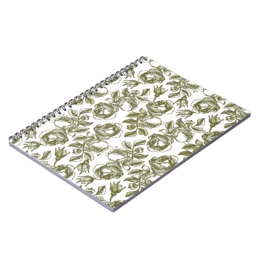 White and Imitate Gold Rose Muster Notebook Notizblock (Linke Seite)