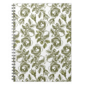 White and Imitate Gold Rose Muster Notebook Notizblock (Vorderseite)