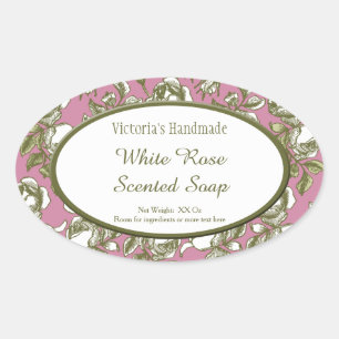 White and Imitats Gold Rose Custom Soap Stickers