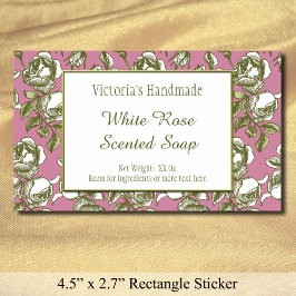 White and Imitats Gold Rose Custom Soap Stickers