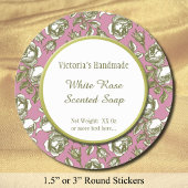 White and Imitats Gold Rose Custom Soap Stickers