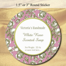 White and Imitats Gold Rose Custom Soap Stickers