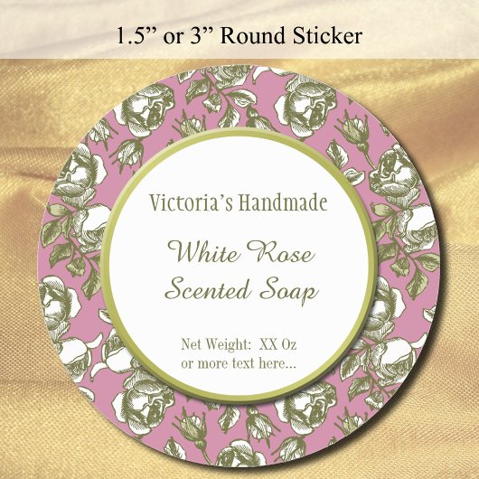 White and Imitats Gold Rose Custom Soap Stickers