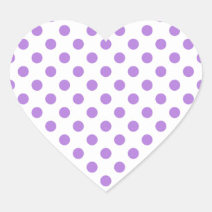 White and Lavender Polka Dots Herz-Aufkleber