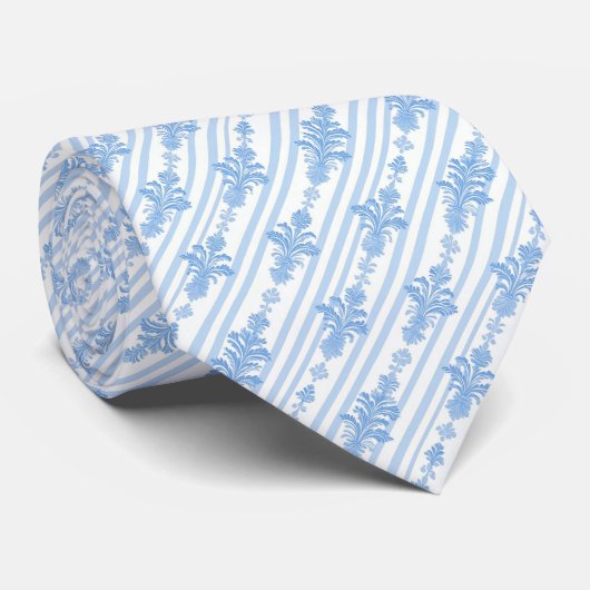White and light blue pattern neck tie krawatte (Gerollt)