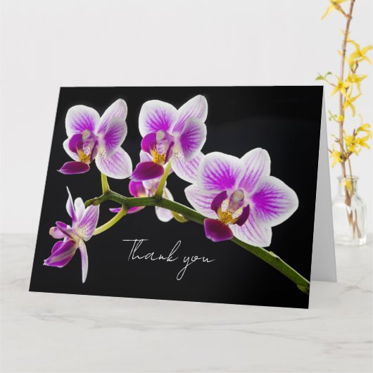White and Lila Orchid Dankeschön Karte (Gelbe Blume)
