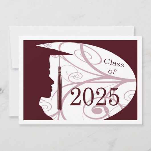 White and Maroon Man Silhouette 2025 Card Einladung (Vorderseite)