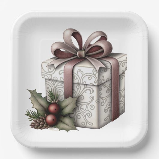 WHITE AND MAUVE HOLIDAY CHRISTMAS THEME PAPPTELLER (Vorderseite)