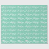 White and Mint Green Danke Muster Geschenkpapier (Flach)