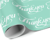 White and Mint Green Danke Muster Geschenkpapier (Rolleneckpunkt)