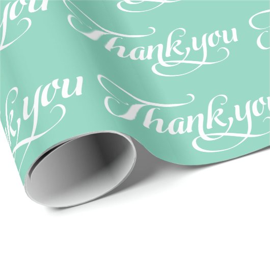 White and Mint Green Danke Muster Geschenkpapier (Rolleneckpunkt)
