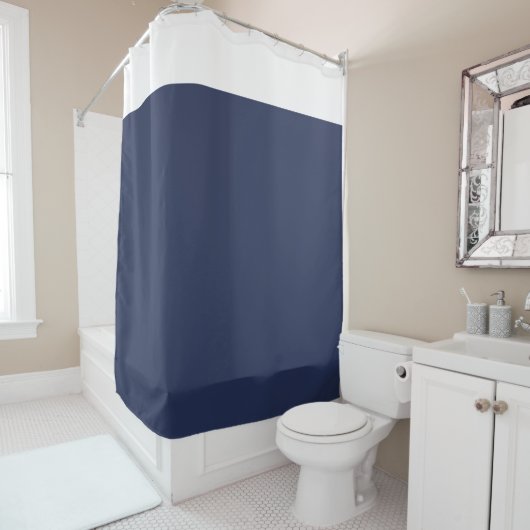 White and Navy Blue Two Tone Shower Curtain Duschvorhang (Beispiel)