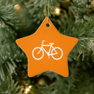White and Orange Bike Keramik Ornament