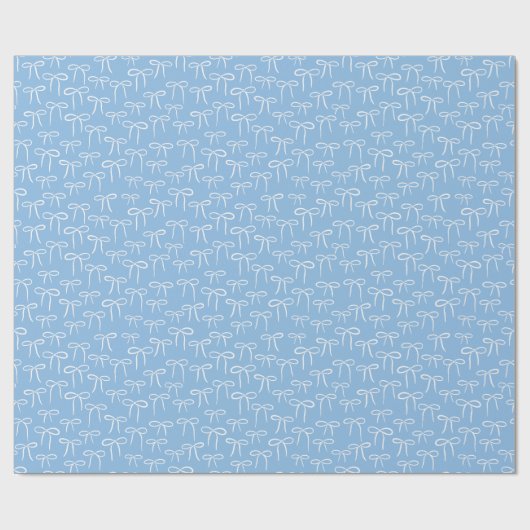 White and Periwinkle Blue Simple Bows Pattern Geschenkpapier (Flach)