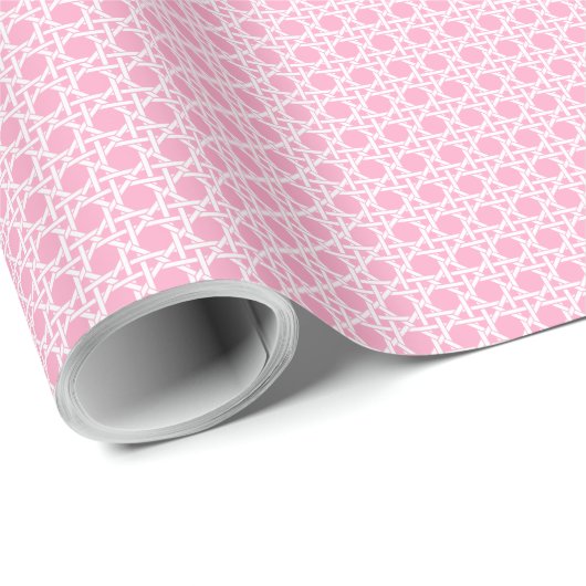 White and Pink Cane Webbing Geschenkpapier (Rolleneckpunkt)