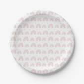 White And Pink Rainbow Babyshower New Baby Plate Pappteller (Vorderseite)