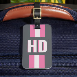 White and Pink striped Shadow Monogram bridesmaid Gepäckanhänger