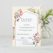 White And Pink Wildflowers Geometric RSVP Card Einladung (Stehend Vorderseite)
