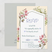 White And Pink Wildflowers Geometric RSVP Card Einladung (Vorne/Hinten)