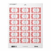 White and Poppy Red Damask Wedellip Balm Label Adressaufkleber (Vorne)