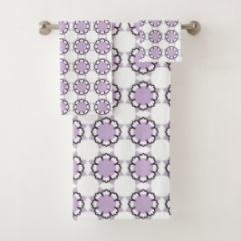 White and purple geometric mandala pattern Towel Badhandtuch Set