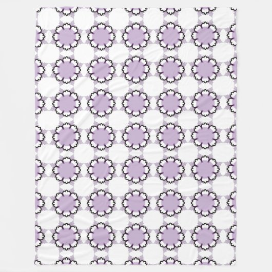 White and purple geometric mandala pattern Towel Fleecedecke (Vorderseite)