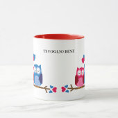 White and Red Ceramic Mug with Romantic Owl Couple Tasse (Zentrum)